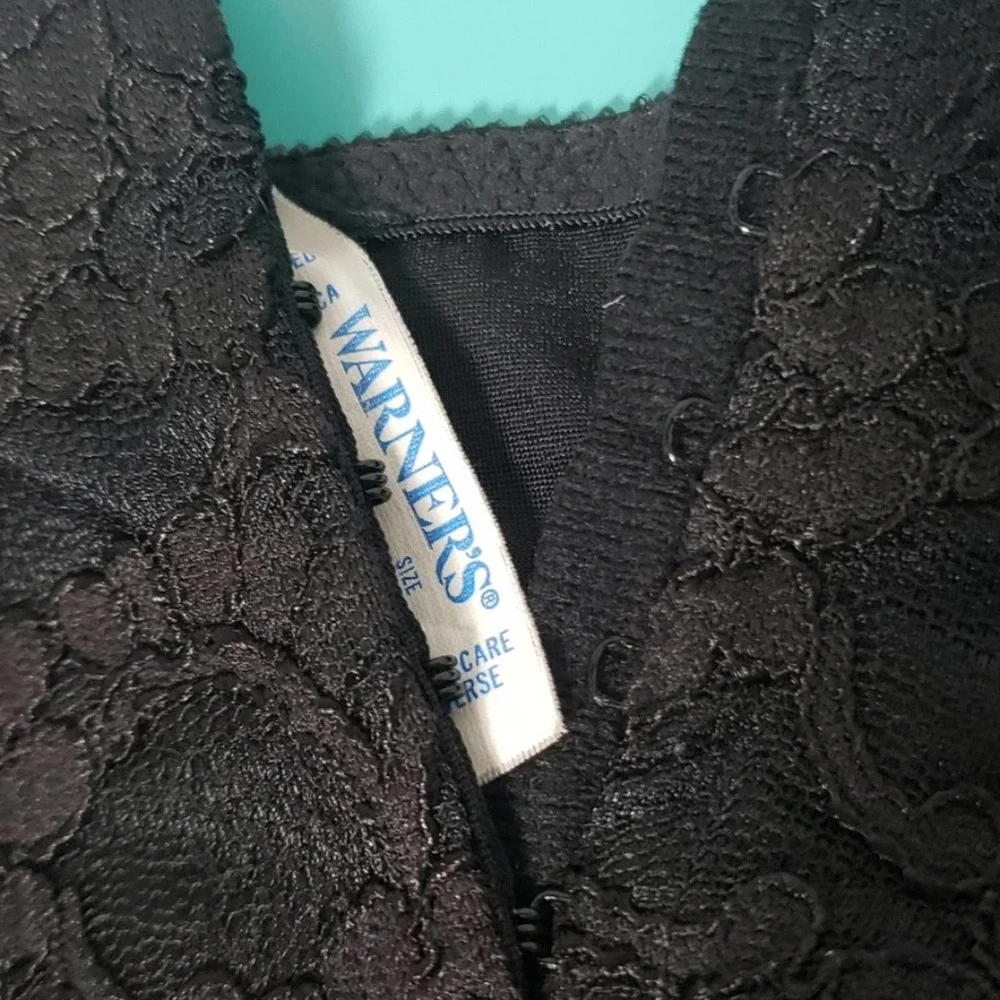 Vtg Warner's Corset Top Black Lace Panties Sz Med - Picture 4 of 9